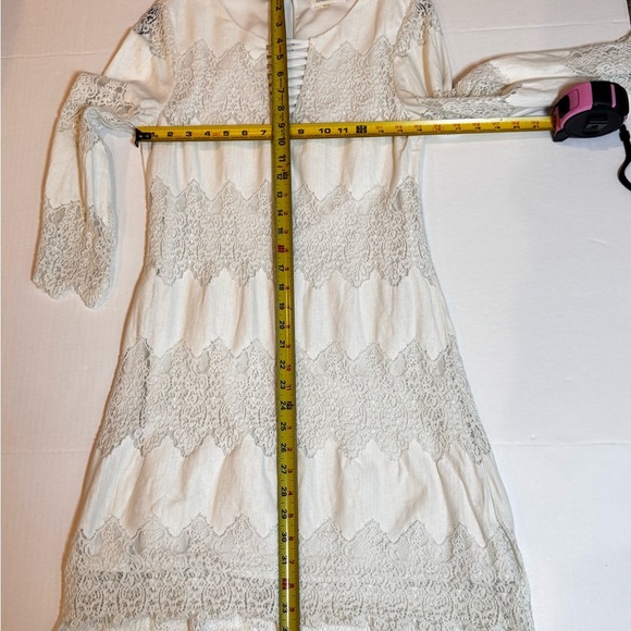 Sugar + Lipz Ivory Lace Boho Bridal Resort Cottagecore Milkmaid Dress Small - Picture 6 of 9